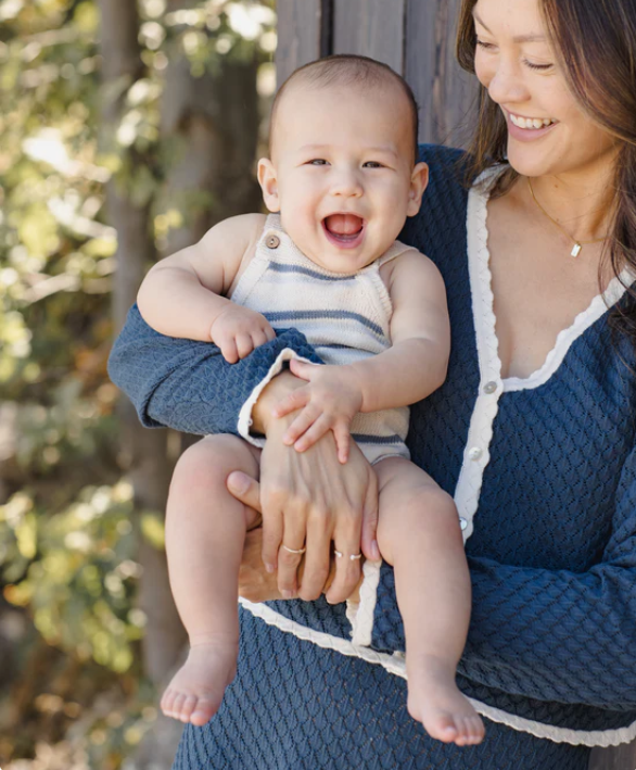 QUINCY Mae/TATUM ROMPER /OCEAN STRIPE /ロンパース【6-12M】