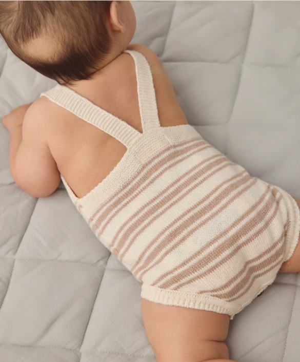QUINCY Mae/TATUM ROMPER /OAT STRIPE /ロンパース【6-12M】