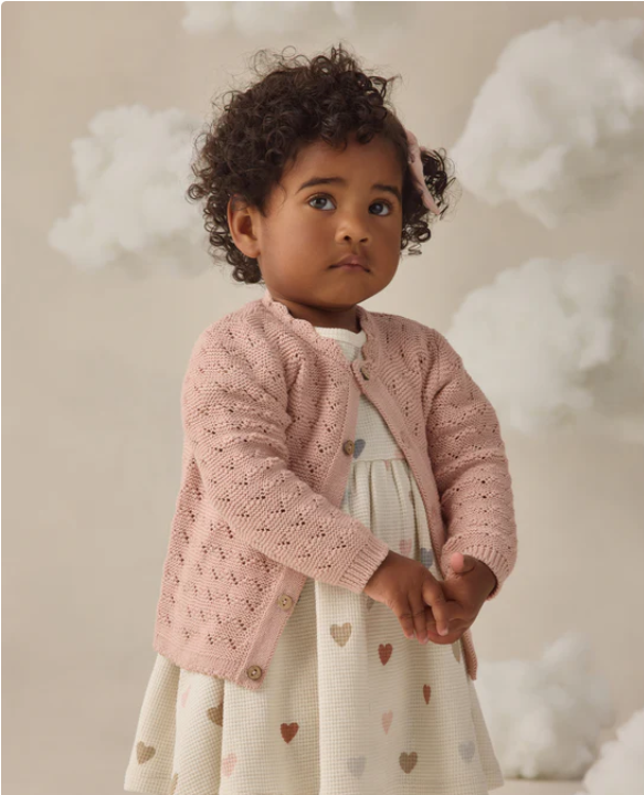 QUINCY Mae/SCALLOPED CARDIGAN /BLUSH /カーディガン【2-3Y/4-5Y】