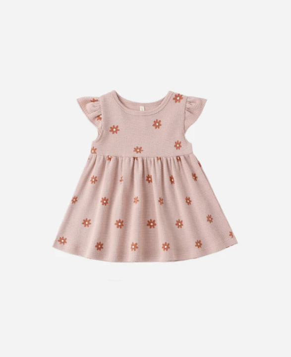 QUINCY Mae/FLUTTER SLEEVE DRESS /PINK DAISY /ワンピース【18-24m/2-3Y】