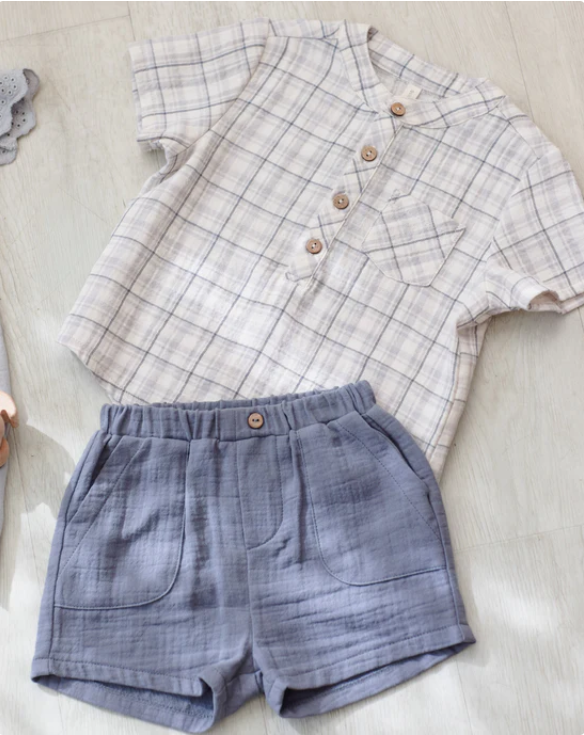 QUINCY Mae/JAXSON SHIRT /BLUE PLAID /シャツ【18-24M/2-3Y】