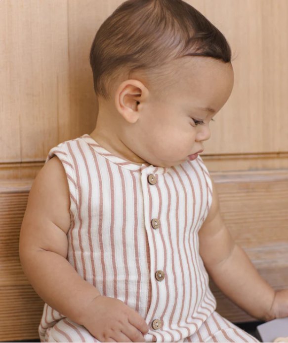 QUINCY Mae/WOVEN JUMPSUIT /VINTAGE STRIPE /ジャンプスーツ【6-12M/12-18M】