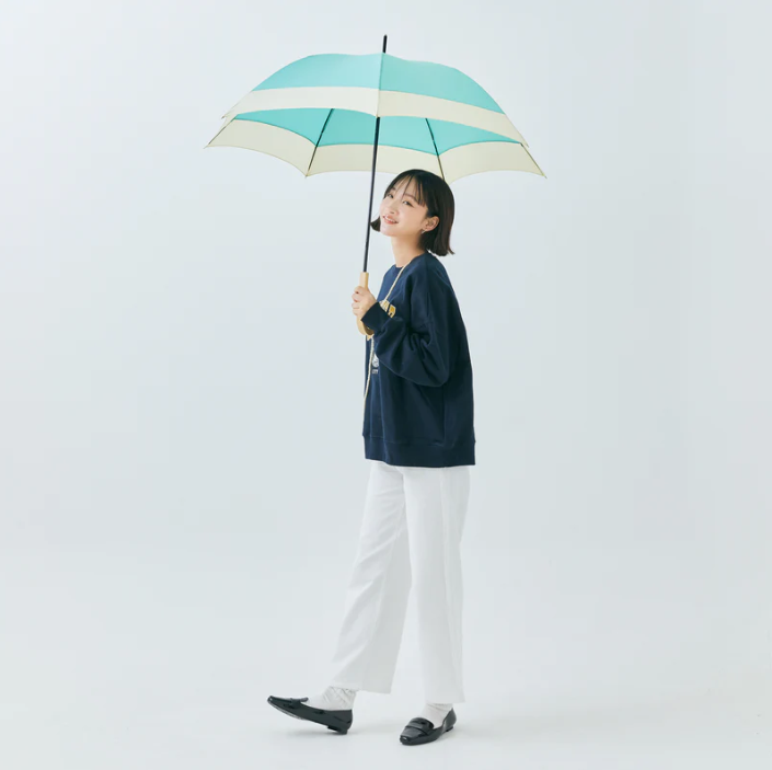 U-DAY/RE:PET LONG バイカラー長傘 【Black/Turquoise/Pink】
