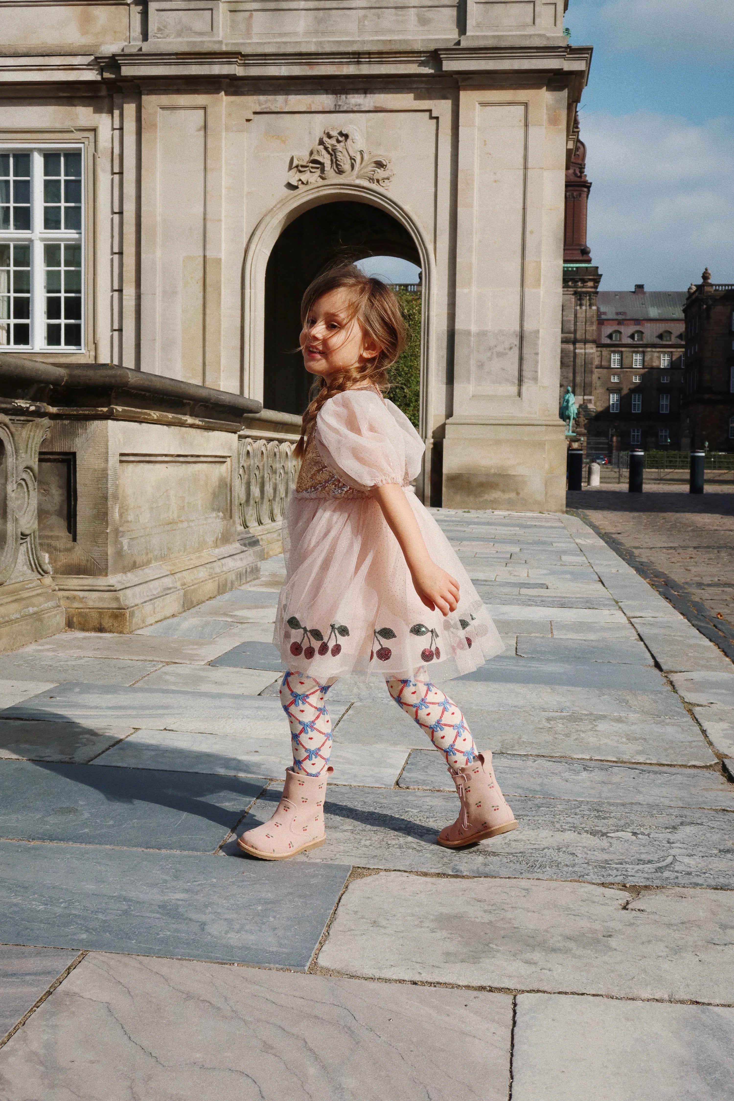 Konges Slojd/BOW JAQUARD TIGHTS/リボン柄タイツ2P 【6-9ヶ月~6-7歳】