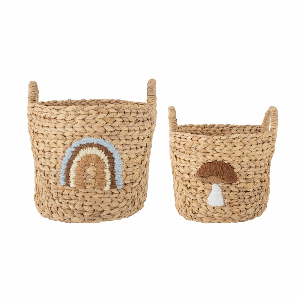 Bloomingville MINI/Agnes Basket, Nature, Water Hyacinth 2個セット
