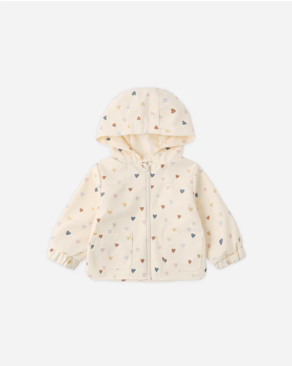 QUINCY Mae/RAIN COAT /CONFETTI HEART SMALL/NATURAL / レインコート【2-3Y/4-5Y】