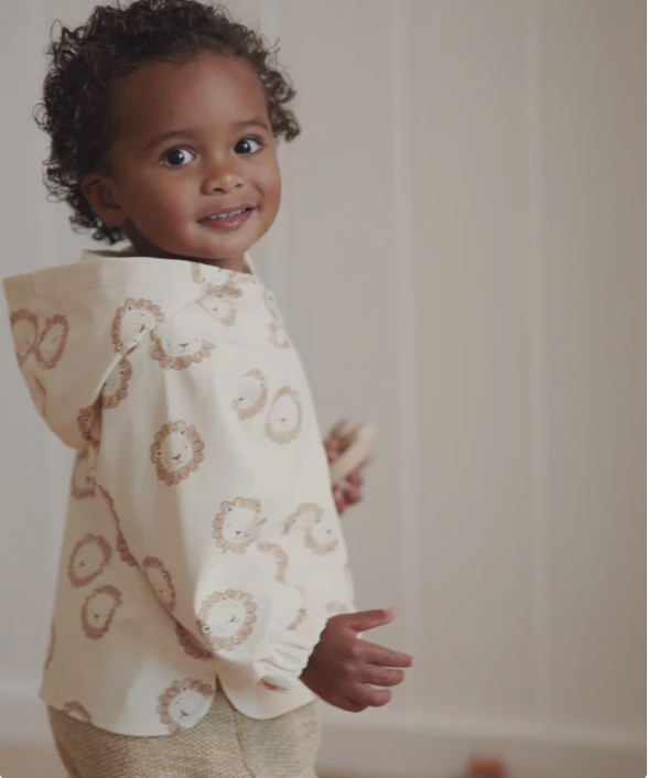 QUINCY Mae/RAIN COAT LIONS/ECRU / レインコート【2-3Y/4-5Y】