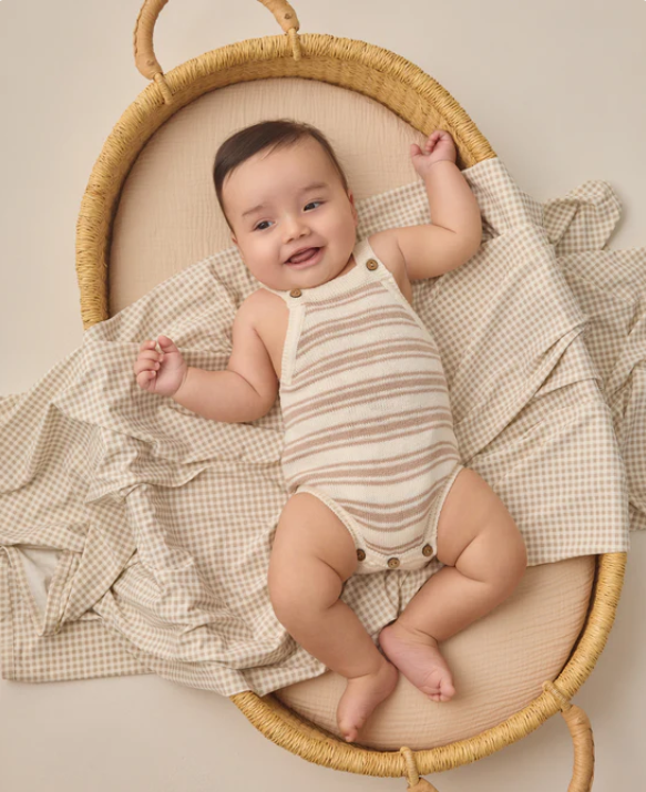 QUINCY Mae/TATUM ROMPER /OAT STRIPE /ロンパース【6-12M】