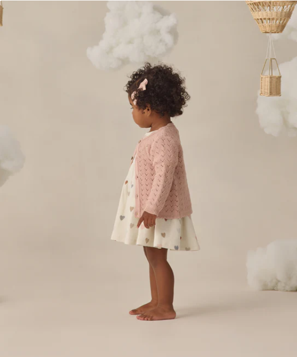 QUINCY Mae/SCALLOPED CARDIGAN /BLUSH /カーディガン【2-3Y/4-5Y】