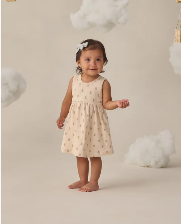 QUINCY Mae/RIBBED TANK DRESS /BUTTERCUP /ECRU /ワンピース【2-3Y/4-5Y】