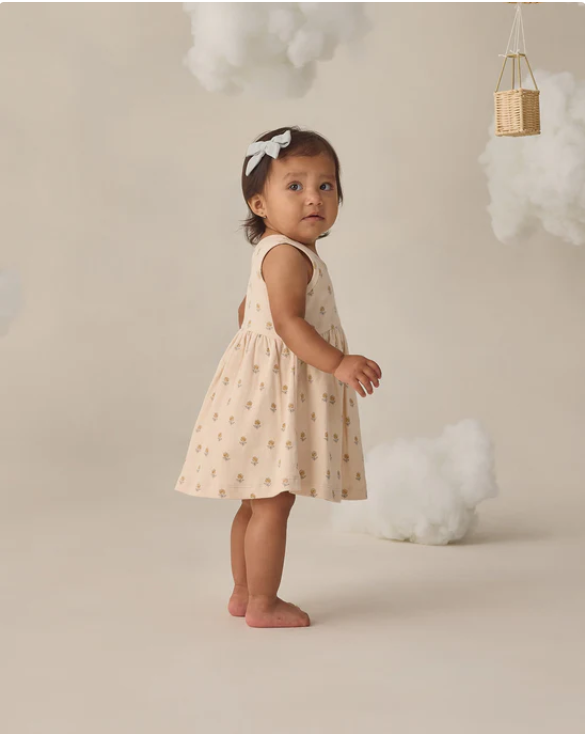 QUINCY Mae/RIBBED TANK DRESS /BUTTERCUP /ECRU /ワンピース【2-3Y/4-5Y】