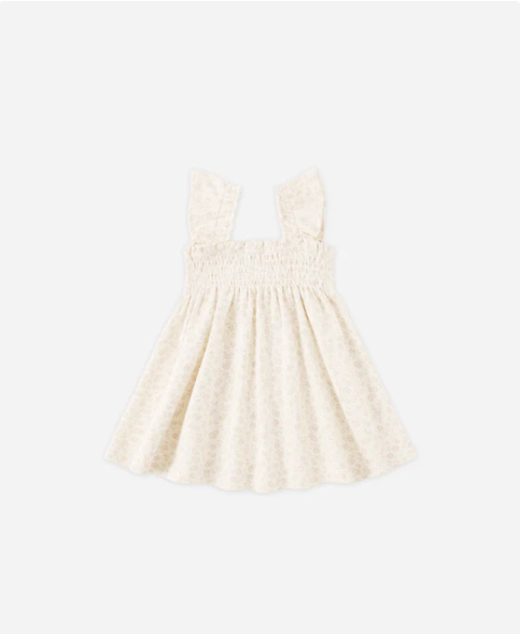 QUINCY Mae/SMOCKED JERSEY DRESS /DITSY /ワンピース【2-3Y/4-5Y】