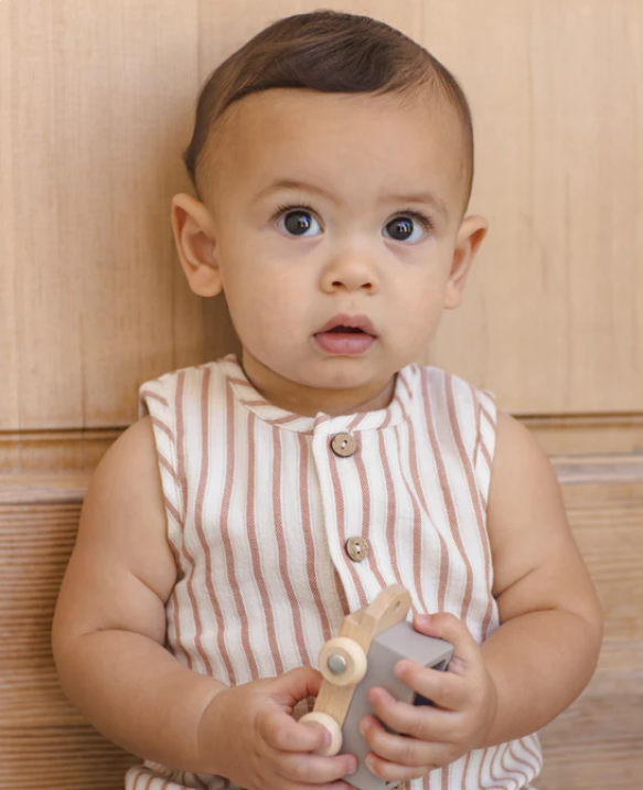 QUINCY Mae/WOVEN JUMPSUIT /VINTAGE STRIPE /ジャンプスーツ【6-12M