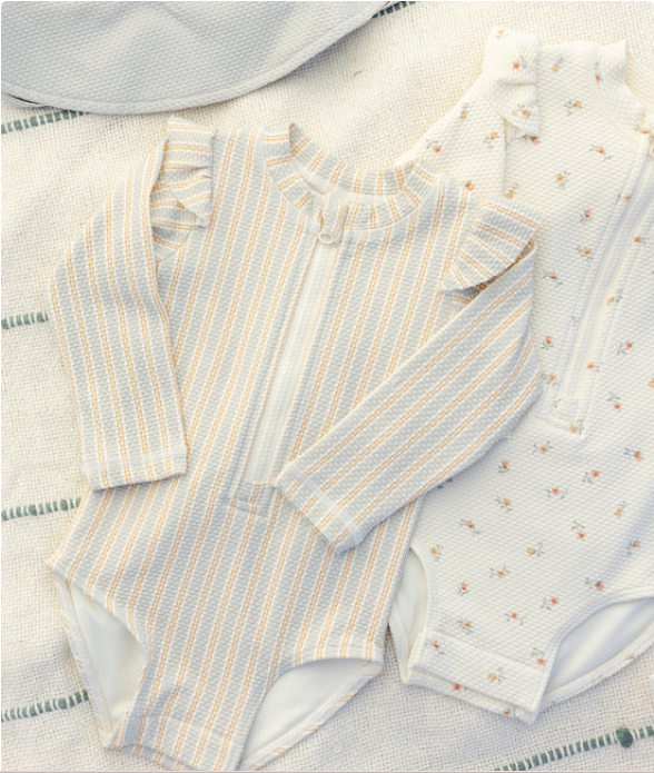 QUINCY Mae/BYRON RASHGUARD OP /BLUE + BS STRIPE /スイムウェア【18-24M/2-3Y/4-5Y】