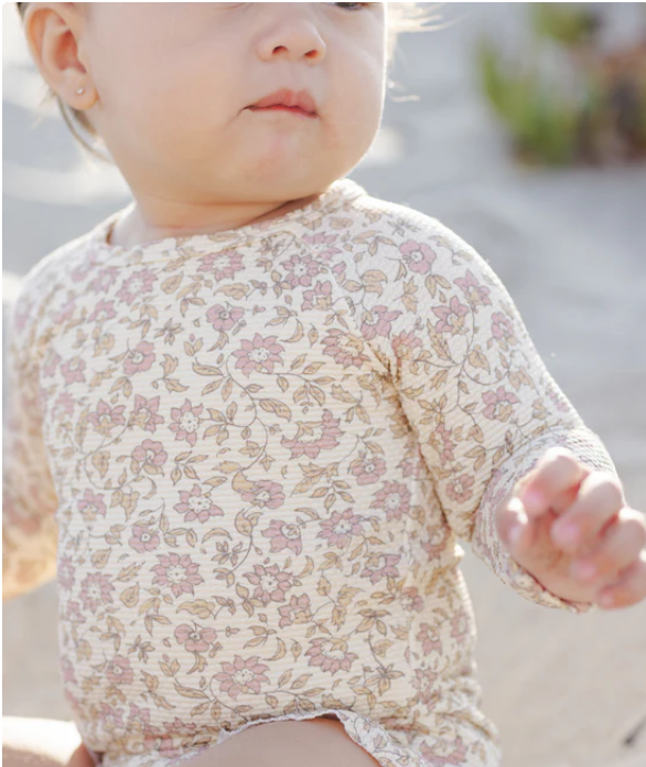 QUINCY Mae/OLIVIA RASHGUARD ONE-PIECE /DAHLIA /ラッシュガードワンピース【18-24M/2-3Y/4-5Y】