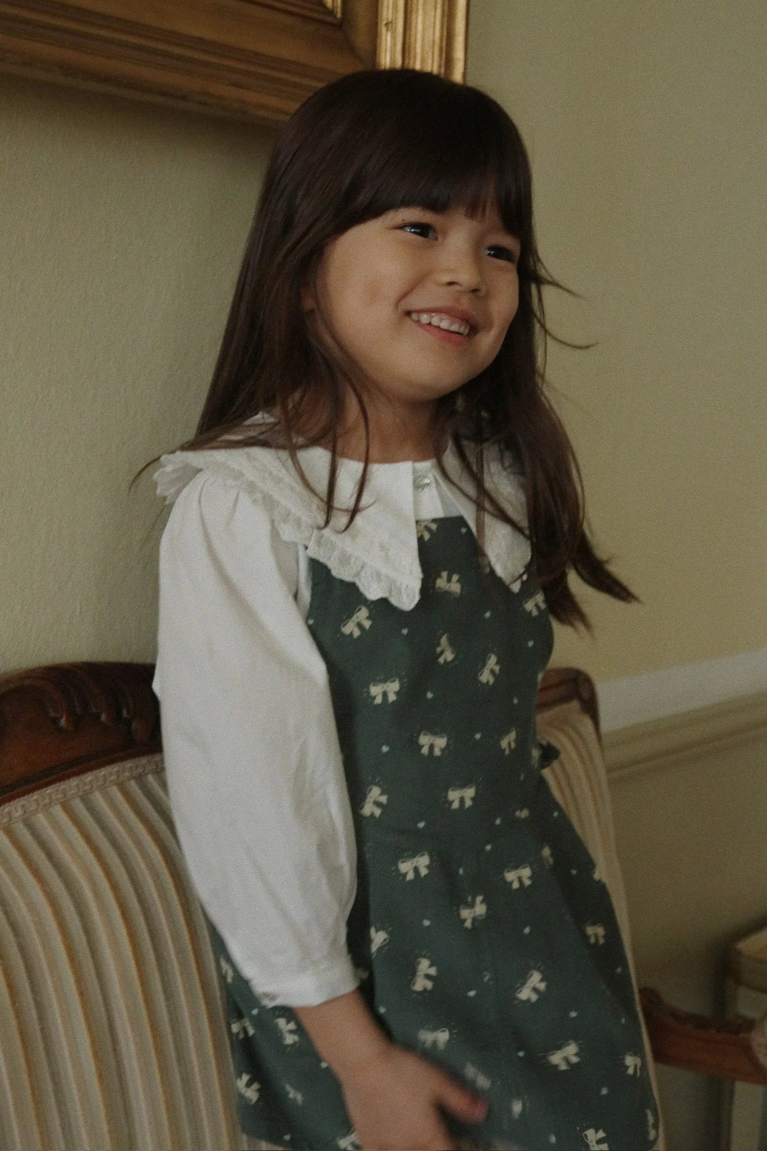 Konges Slojd/AVERY FRILL OVERALL DRESS/ オーバーオールワンピース【2歳/3歳/4歳】