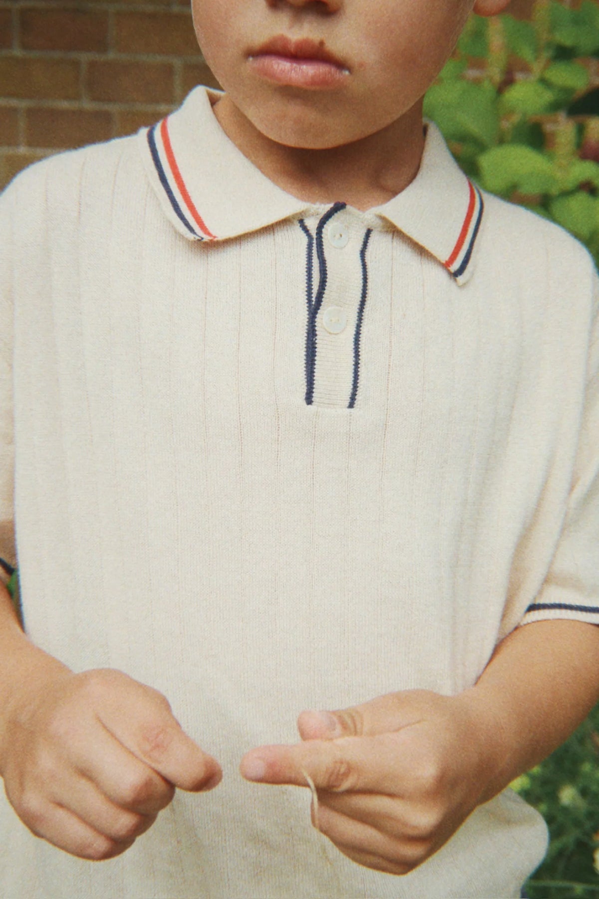 Konges Slojd/MIO KNIT POLO GOTS/ALMOND MILK/ポロシャツ【2歳/3歳/4歳】