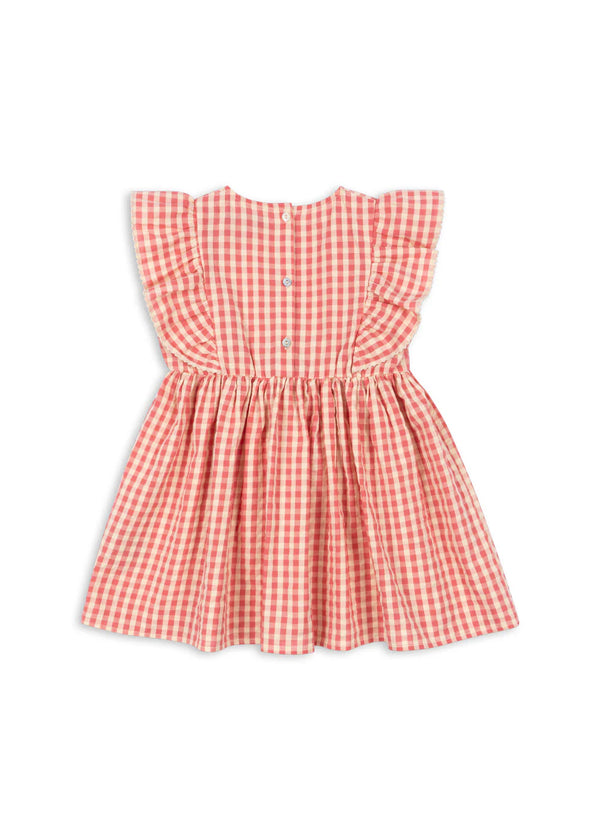 Konges Slojd/ KIM FRILL DRESS  /FLAMINGO PLUME CHECK【18ヶ月～4歳】