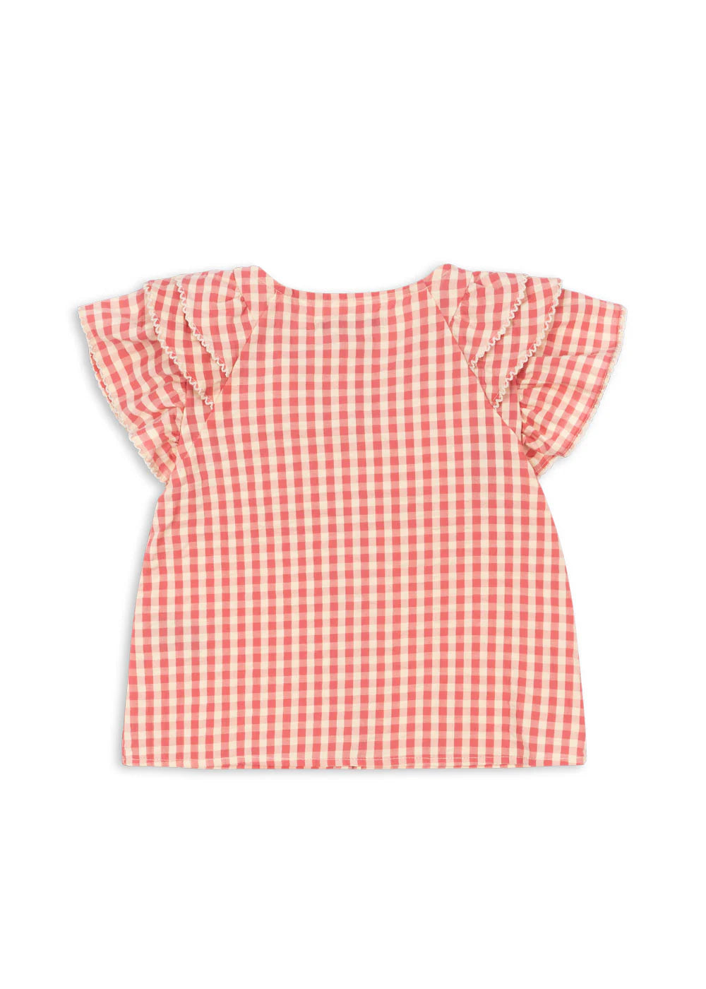 Konges Slojd/KIM FRILL SS SHIRT / FLAMINGO PLUME CHECK/ブラウス【18ヶ月～4歳】