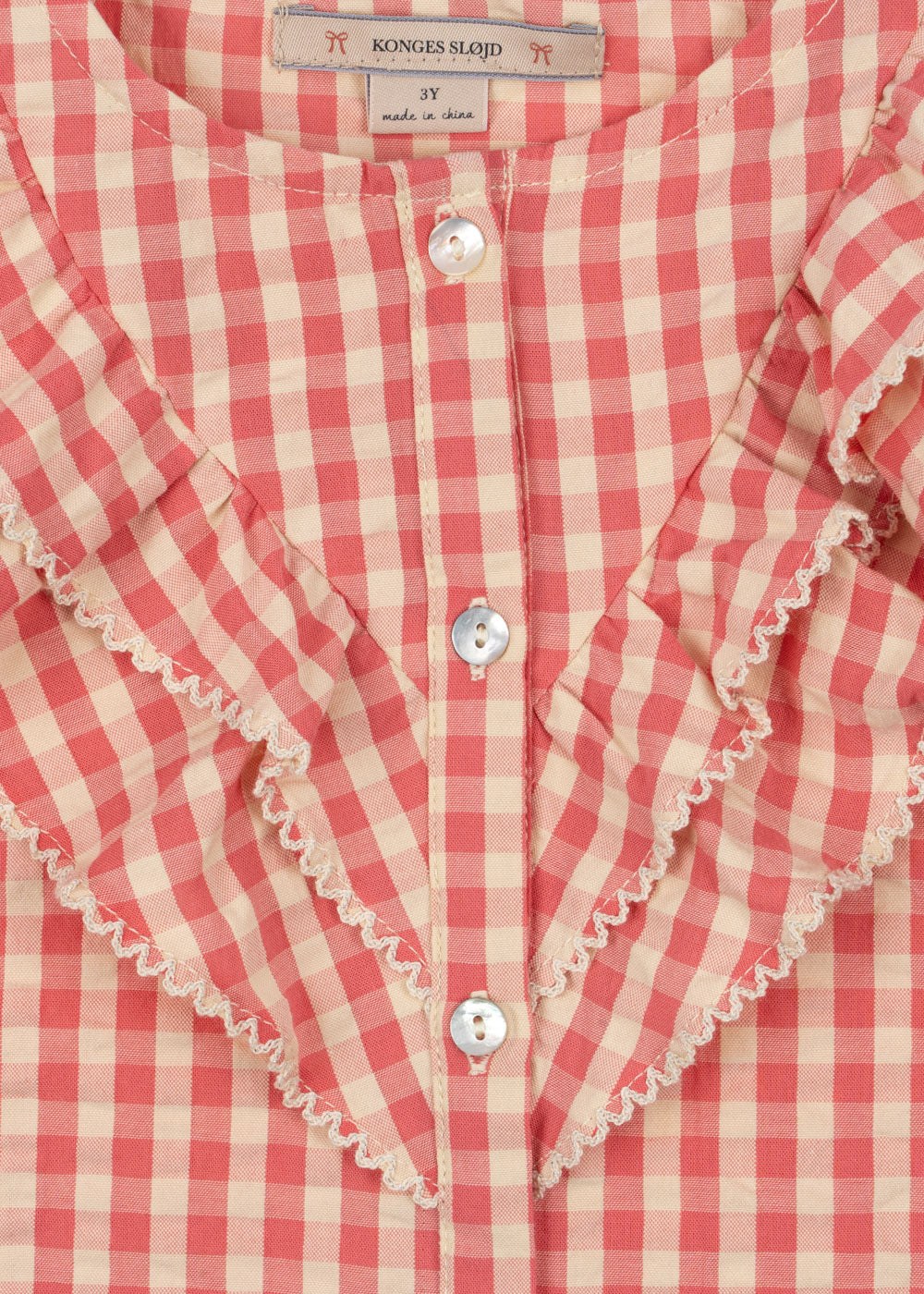 Konges Slojd/KIM FRILL SS SHIRT / FLAMINGO PLUME CHECK/ブラウス【18ヶ月～4歳】