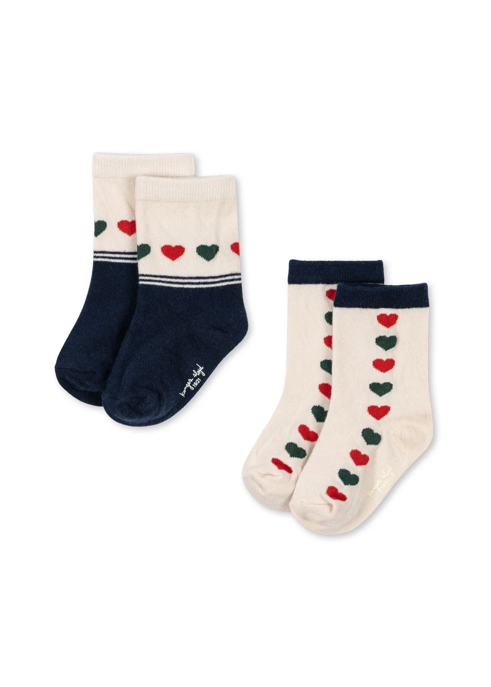 Konges Slojd/2 PACK JAQUARD SOCKS/ ハート柄ソックス2P 【6-12ヶ月～5-7歳】