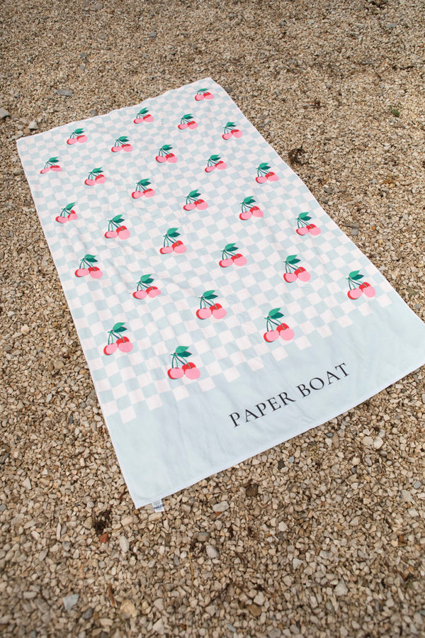 PAPER BOAT/Cherries squares large beach towel ビーチタオル