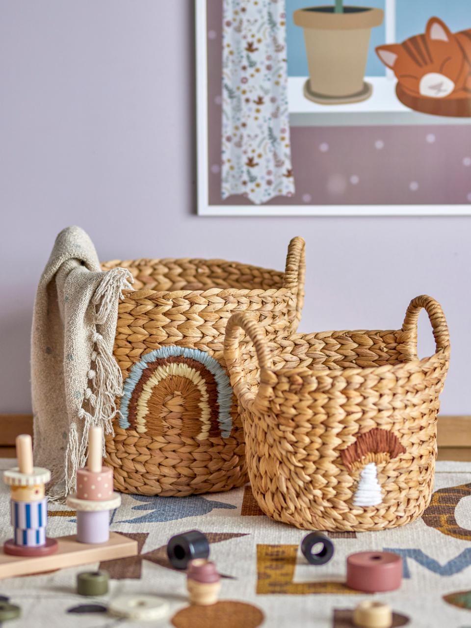 Bloomingville MINI/Agnes Basket, Nature, Water Hyacinth 2個ｾｯﾄ