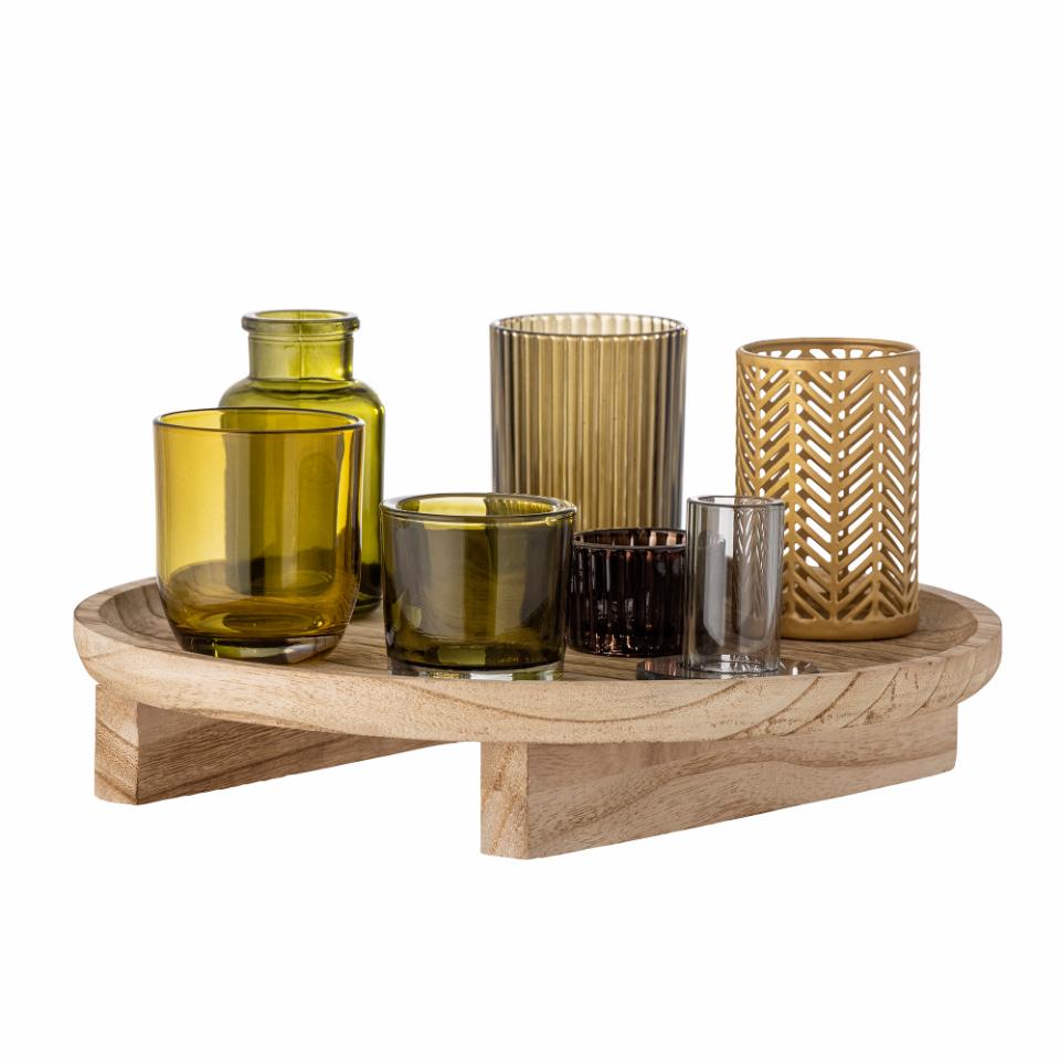 Bloomingville/Sanga Tray w/Votive, Brown, Glass　8点ｾｯﾄ